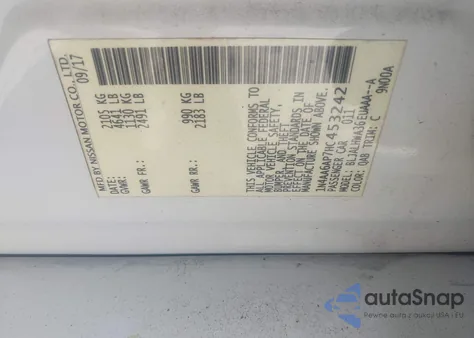 2017 Nissan Maxima 3.5 Platinum из США, поврежденный, VIN 1N4AA6AP7HC453242